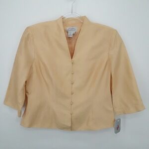 Adrianna Papell Jacket‎ Womens 16 Peach Silk Madarin Collar Career Staple Dressy